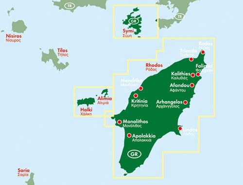 Rodas, mapa de carreteras. Escala 1:50.000. Freytag & Berndt.: Toeristische wegenkaart 1:150 000: AK 0834 (Auto karte)