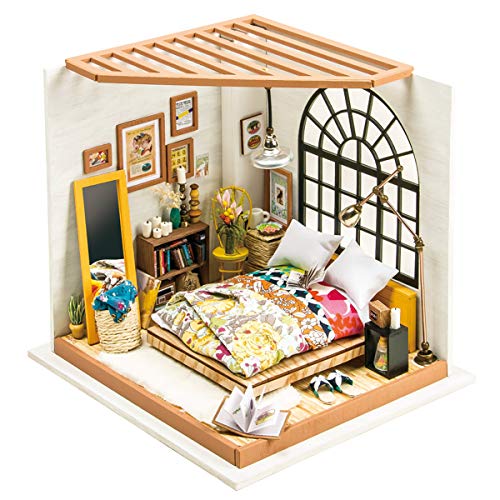 Rolife Casa de muñecas DIY en miniatura Kits con muebles Escala 1/24 Modelo de dormitorio Regalos para adolescentes/adultos (Alice's Dreamy Bedroom)