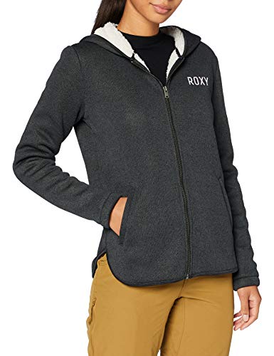 Roxy Slopes Fever - Sudadera Polar Con Capucha Y Cremallera Para Mujer Sudadera Polar Con Capucha Y Cremallera, Mujer, anthracite, M