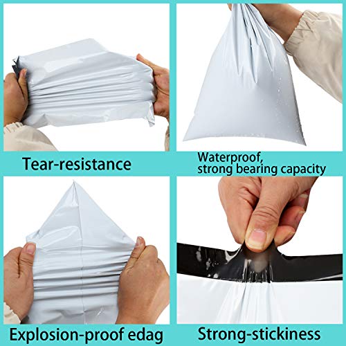 Rshuhx Bolsas para Envíos de Plástico Grande Mixto 50pcs Nuevo Material Blanco Paquetes Sobres de Envios Impermeable Opacas Autoadhesivo para Correo Bolsas Embalaje Ropa Camisas Textiles con 4 Tamaños