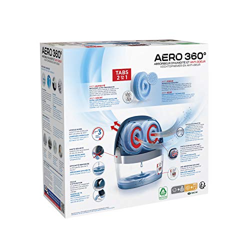 Rubson Aero 360º Stop - Absorbedor de humedad (40 m²), 2 recargas de 450g incluidas