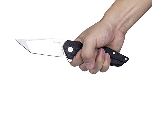 Ruike Black Safetylock P138-B Linerlock-Navaja de Bolsillo (con Cierre de Seguridad, Acero Inoxidable), Deportivo, Color Blanco y Negro, Small