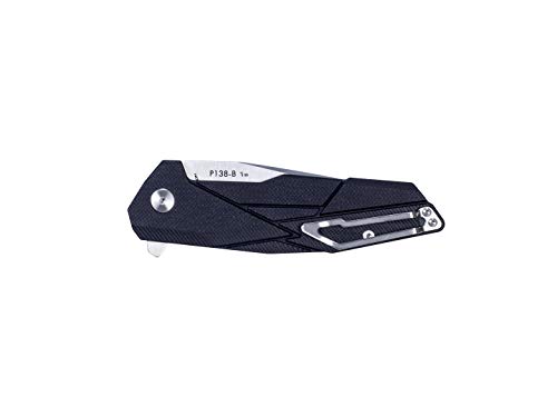 Ruike Black Safetylock P138-B Linerlock-Navaja de Bolsillo (con Cierre de Seguridad, Acero Inoxidable), Deportivo, Color Blanco y Negro, Small