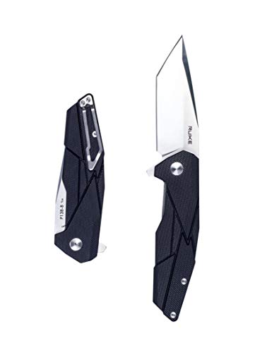 Ruike Black Safetylock P138-B Linerlock-Navaja de Bolsillo (con Cierre de Seguridad, Acero Inoxidable), Deportivo, Color Blanco y Negro, Small