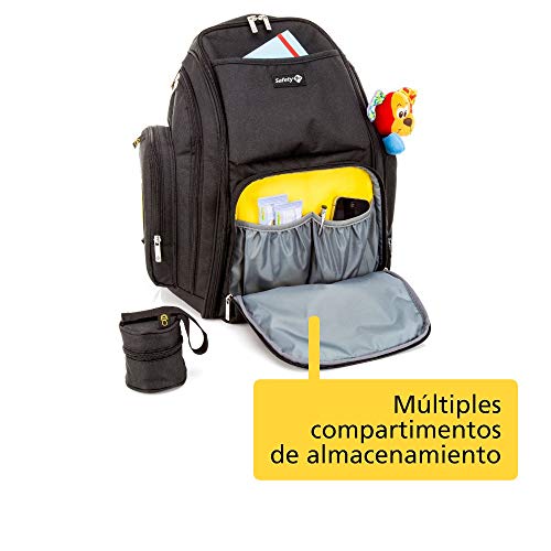 Safety 1st Back Pack Mochila de Pañales Gran Capacidad y Versátil, Bolsa de Pañales para Bebés, color Negro