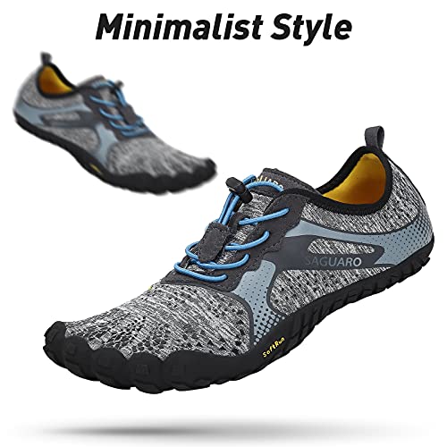 SAGUARO Hombre Mujer Zapatillas Barefoot Minimalistas Calzado de Training Ligeras Cómodas para Caminar Senderismo Ciclismo Trail Running Trekking Playa Agua Exterior Interior, Moneda Gris, 48