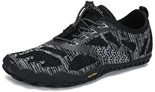 SAGUARO Hombre Mujer Zapatillas Barefoot Minimalistas Calzado de Training Ligeras Cómodas para Caminar Senderismo Ciclismo Trail Running Trekking Playa Agua Exterior Interior, Ébano Negro, 40