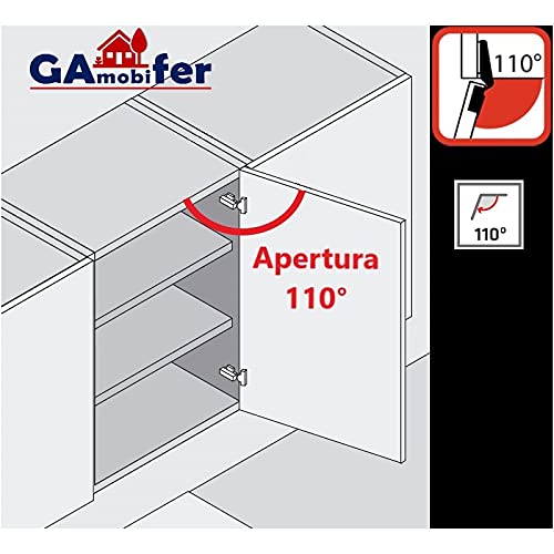 Salice - Bisagra universal con apertura de 110°, aplicación estándar (silenciosa depuradora, cuello: 0 base H02 V, madera)