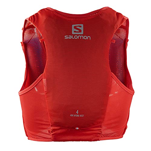 Salomon ADV Hydra 4 Chaleco de Hidratación Unisex, con Botella Blanda (2 x 500ml), Trail Running, Trekking y Senderismo, Rojo Fuego, Extra Large