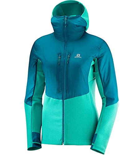 SALOMON Drifter Air Mid Hoodie W - Sudadera, Mujer, Multicolor(Deep Lagoon/Waterfall)