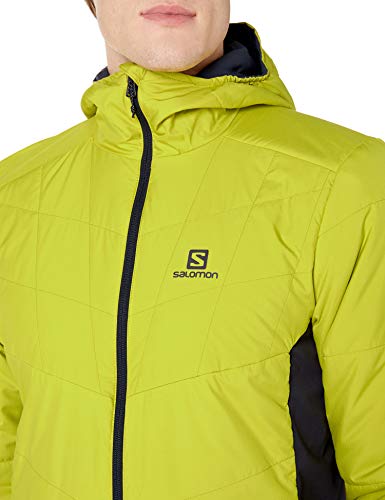 SALOMON Drifter Mid Hoodie M Chaqueta Reversible con Capucha, Poliéster, Hombre, Amarillo/Azul (Citronelle/Night Sky)