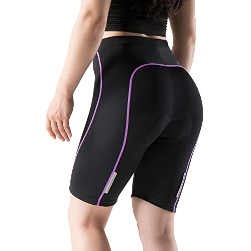 Santic Pantalon Ciclismo Mujer Corto Pantalones Bicicleta Mujer Montaña/MTB para Verano con la Badana/Almohadilla Violado EU XXXXL