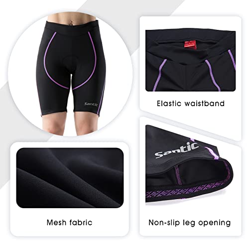 Santic Pantalon Ciclismo Mujer Corto Pantalones Bicicleta Mujer Montaña/MTB para Verano con la Badana/Almohadilla Violado EU XXXXL