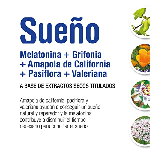 SANTIVERI – Sueño cápsulas / 20 cápsulas con melatonina, grifonia, Amapola de California, valeriana y pasiflora