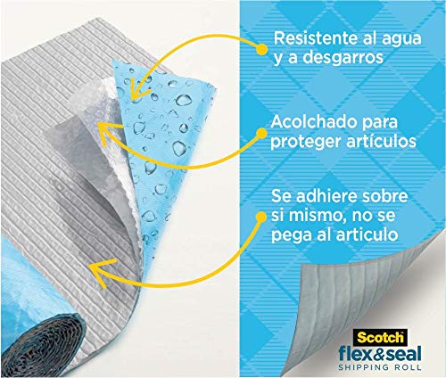 Scotch Flex & Seal Rollo de envío, 38 cm x 6 m, Una alternativa fácil y eficaz a cajas de cartón, sobres acolchados o de polietileno y bolsas de burbujas