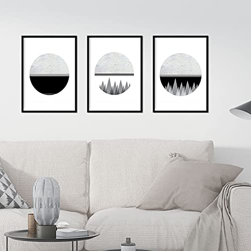 Set de 3 láminas para enmarcar, Luna, Espacio Y MONTAÑAS. Blanco Y Negro. A4