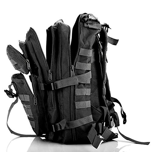 SHANNA Mochila Militar, Mochila táctica 35L Mochila del ejército MOLLE Mochila de Asalto Mochila de Combate táctica para Senderismo al Aire Libre Camping Trekking Pesca Caza (Negro)