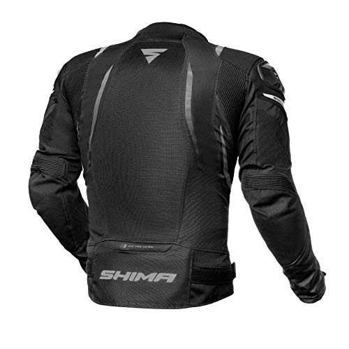 SHIMA MESH PRO Chaqueta Moto Hombre - Verano Cazadora Moto Mesh Hombre con Deslizadores de Hombro, Protecciones CE Espalda, Hombros, Codos, Ajuste de la Anchura (Negro, M)