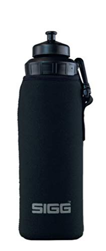 SIGG Neoprene Pouch Black WMB Cubre botellas (1.5 L), moderna funda protectora para todas las botellas reutilizables SIGG de boca ancha, útil funda de neopreno