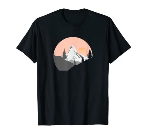 Silueta de montaña de invierno melocotón Camiseta