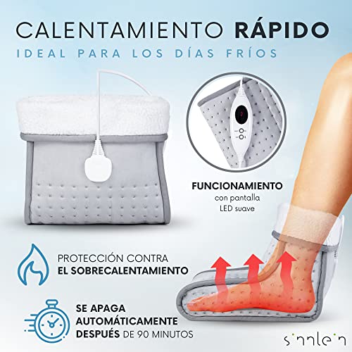 sinnlein Calientapiés Gris Bota Calefactora con 6 Niveles de Temperatura | Calefacción Eléctrica para Pies | Calienta Pies con Desconexión Automática | Protección contra Sobrecalentamiento