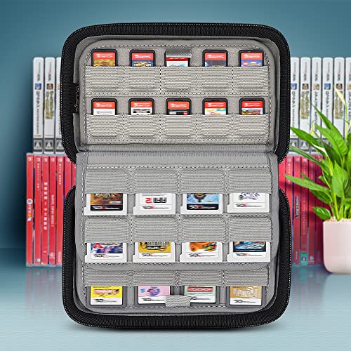 sisma Funda rígida para organizar 72 Cartuchos de Juego - Estuche de Viaje para Guardar 40 Juegos Switch y 32 Juegos 3DS 2DS DS - Negro