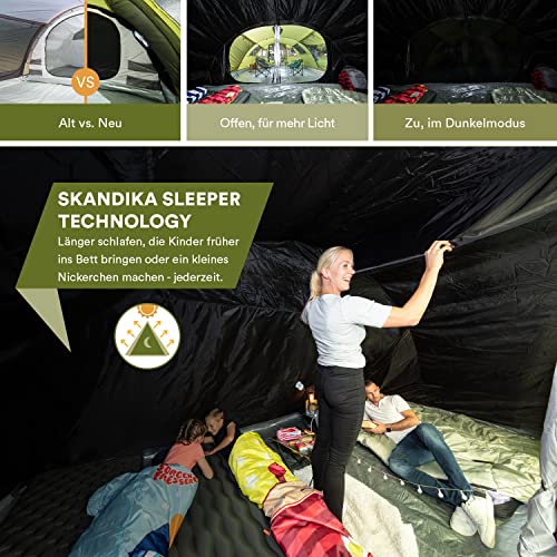 Skandika Gotland 6 - Tienda de campaña Familiar - mosquiteras - Suelo Cosido en Forma de bañera - túnel (Verde Sleeper)