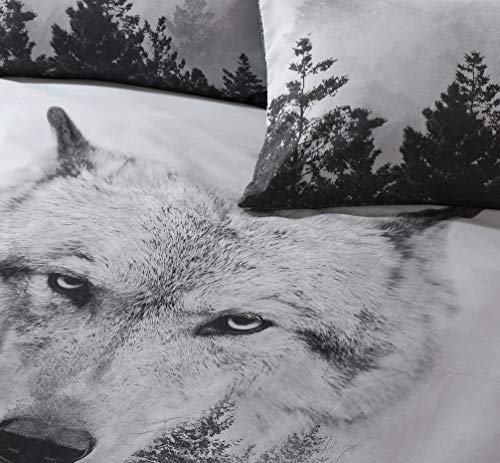 Sleepdown Wolf Panel - Juego de Funda de edredón Suave para Invierno (220 x 230 cm)