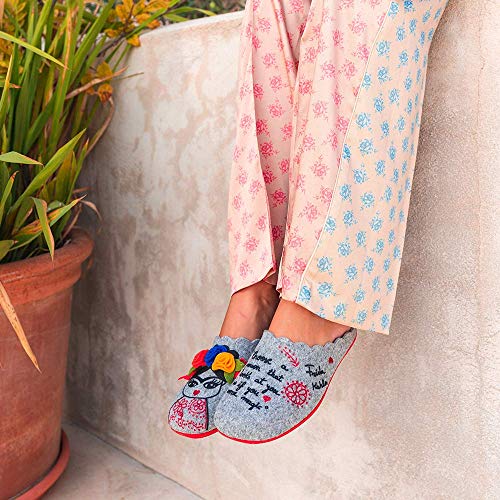 Slippers Frida Gris Zapatillas de Estar por casa Mujer Invierno Otoño - 39 EU