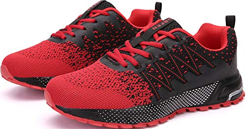 SOLLOMENSI Zapatillas de Deporte Hombres Mujer Running Zapatos para Correr Gimnasio Sneakers Deportivas Padel Transpirables Casual Montaña 41 EU H Rojo