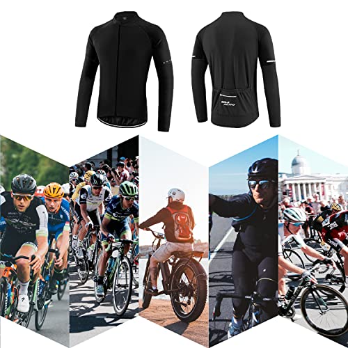 SOLO ACTFIT Maillot Ciclismo Hombre Manga Larga Secado Rápido Camiseta Ciclismo Respirable MTB Ropa Bicicleta Proteccion Solar Bicleta Camisa (M, Negro)