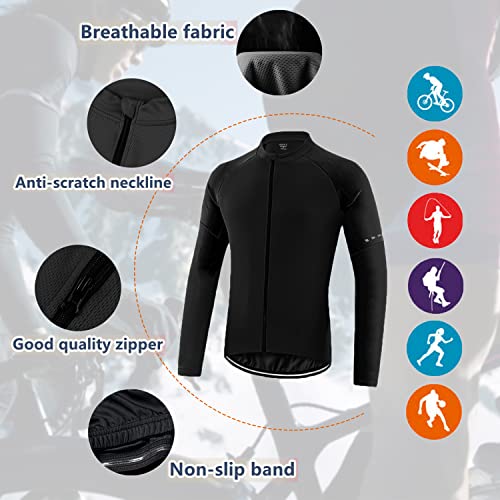 SOLO ACTFIT Maillot Ciclismo Hombre Manga Larga Secado Rápido Camiseta Ciclismo Respirable MTB Ropa Bicicleta Proteccion Solar Bicleta Camisa (M, Negro)