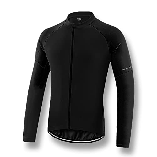 SOLO ACTFIT Maillot Ciclismo Hombre Manga Larga Secado Rápido Camiseta Ciclismo Respirable MTB Ropa Bicicleta Proteccion Solar Bicleta Camisa (M, Negro)