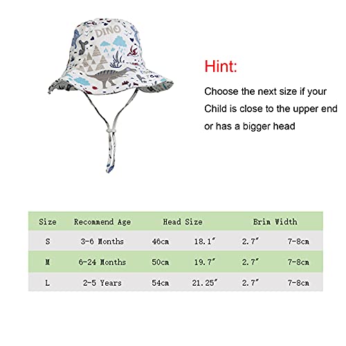 Sombrero para el Sol para niños pequeños Sombrero de Cubo de Dinosaurio de Verano para niños UPF50 Sombrero de Playa de ala Ancha Gorra con Forro de Malla para bebés y niñas de 2-5 años