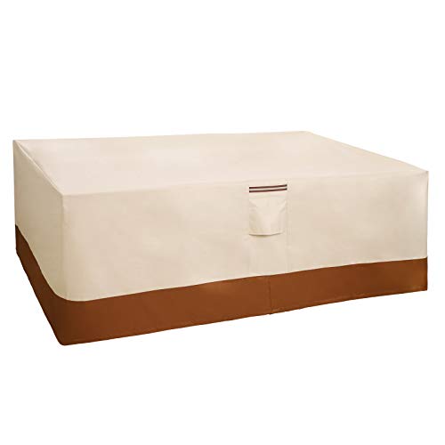 SONGMICS Funda Protectora para Mesa y sillas (Tejido Oxford 600D, para Muebles de jardín, Cubierta Impermeable, no destiñe, para Exteriores, 250 x 200 x 80 cm), Color Beige