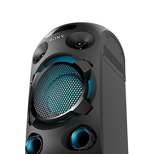 Sony MHC-V02 - Sistema de Audio de Alta Potencia (Bluetooth, Sonido de Graves de Largo Alcance Jet Bass Booster, luz Azul, Entrada de Guitarra y Karaoke) Negro