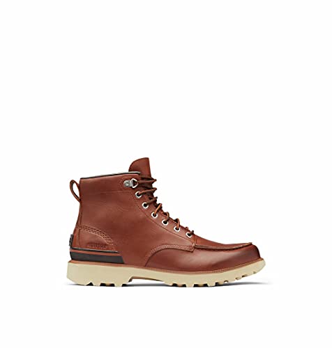 SOREL Botas Caribou Moc WP para hombre - Botas impermeables de cuero para lluvia, Caramelo Oscuro, Avena, 43 EU