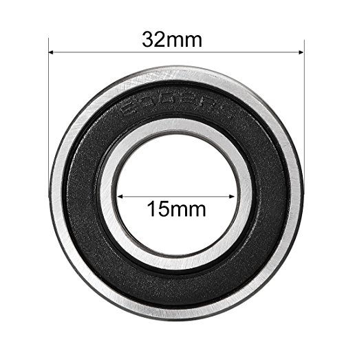 sourcing map 6002-2RS Rodamiento de bolas 15 mm x 32 mm x 9 mm Doble sellado 180102 Rodamientos de ranura profunda Acero de alto carbono Z1 (Paquete de 6)