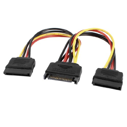 sourcing map uxcell Serial ATA SATA 15 Pin Macho a Doble Hembra/F Divisor de Cable de alimentación