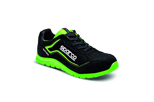 Sparco 0752244NRVF, Teamwork Scarpa Antinfortunistica Da Lavoro-Bassa per UOMO E Donna-Nitro-S3 SRC, Botas de Seguridad y contra Incendios Unisex Adulto, Nero/Verde, 44 EU, Multicolor, 42/50