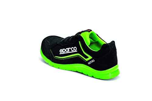 Sparco 0752244NRVF, Teamwork Scarpa Antinfortunistica Da Lavoro-Bassa per UOMO E Donna-Nitro-S3 SRC, Botas de Seguridad y contra Incendios Unisex Adulto, Nero/Verde, 44 EU, Multicolor, 42/50