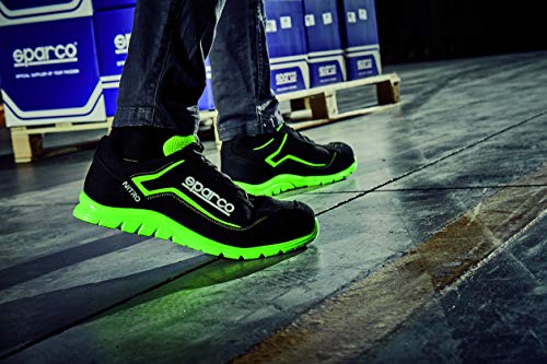 Sparco 0752244NRVF, Teamwork Scarpa Antinfortunistica Da Lavoro-Bassa per UOMO E Donna-Nitro-S3 SRC, Botas de Seguridad y contra Incendios Unisex Adulto, Nero/Verde, 44 EU, Multicolor, 42/50