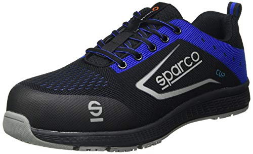 Sparco 0752645NRAZ, Teamwork Scarpa Antinfortunistica Da Lavoro-Bassa per UOMO E DONNA-CUP-S1P SRC, Botas de Seguridad y contra Incendios Unisex Adulto, Nero/BLU, 45 EU, Multicolor, 42/50