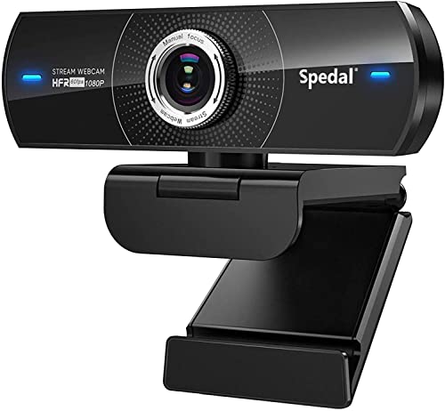 Spedal Webcam 1080p 60fps Full HD Cámara Web con Micrófono para Escritorio Webcam Portátil para PC Webcam USB para Video Chat y Grabación Compatible con Windows Mac Plug and Play