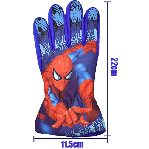 Spiderman Guantes de Esquí Tomicy Guantes de Spiderman de Dibujos Animados Cálidos e Impermeables para el Invierno para Niños Esquiando Montando Guantes de Dedo Completo