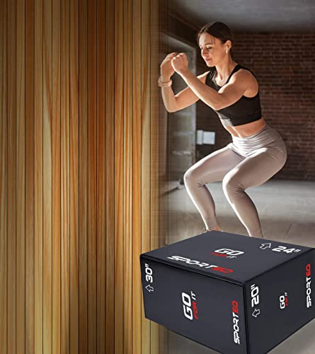 Sporteq 3 alturas en 1 caja de salto Plyometric Squat | Bloque de plyo antideslizante de 20/24/30 pulgadas | Ideal para ejercicio aeróbico explosivo | Crossfit Gym Stepper