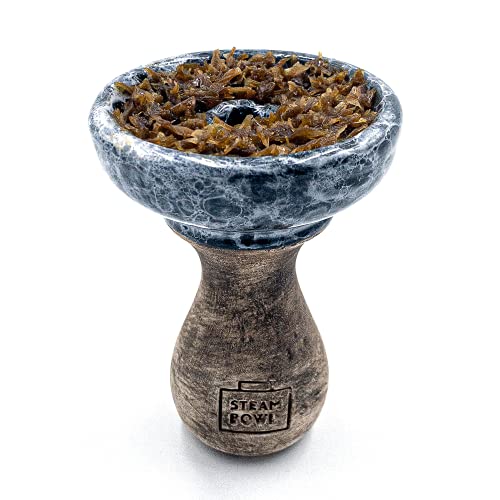 STEAMBOWL Phunnel Mermer - Shisha de shisha hecho a mano de cerámica con esmalte, perfecto para Smokebox & HMD, color blanco y negro en paquete de regalo