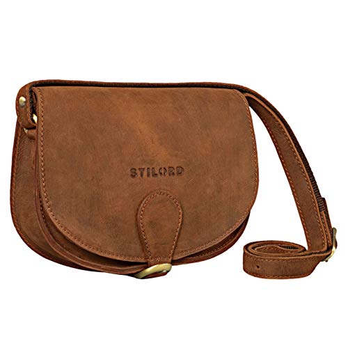 STILORD 'Helena' Pequeño Bolso de Cuero para Mujer Marrón Elegante Bolso de Hombro Pequeño Bolso Cruzado Bolsos de Noche Clásico en Piel Genuina, Color:aneto - marrón