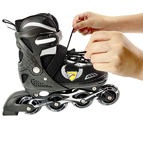 Sumeber Patines en línea para niños de tamaño ajustable con luces iluminadas, patines en línea para principiantes, adolescentes y niños (negro, L (5-8 UK/38-42 EU))