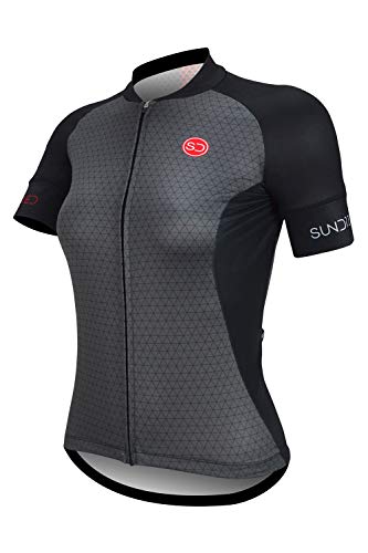 SUNDRIED Jersey Ciclo para Mujer de Manga Corta Ciclismo de Carretera y de montaña Bici Jersey (XL, Negro)